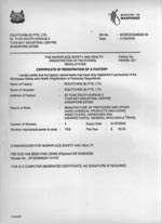 Certificate of Registration of a Factory - The workplace safety and health